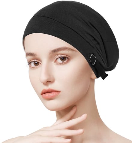 Dailygoods - Satijnen Slaapmuts voor Haar, Verstelbare Polyester Zijde Slaapcap, Unisex Hoed, Zwarte Muts