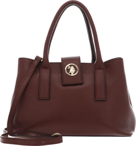 U.S. POLO ASSN. Leren Handtas Schoudertas Arlington Double Handle Bag Brown Bruine