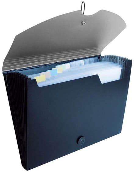 Idena 10078 - Uitbreidingsmap DIN A4, PP, 12 vakken, grijs/zwart, 1 stuk