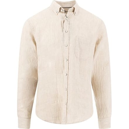 Fynch-Hatton Overhemd Linnen Fine Striped Button-Down Zand / male