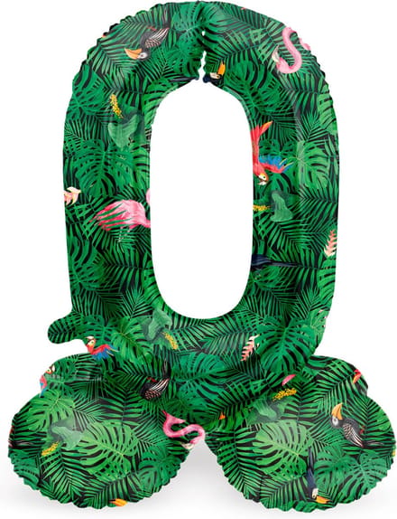 Staande Folieballon Cijfer 0 Jungle Vibe - 41 cm