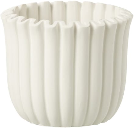 J-Line bloempot Geribbeld - cement - wit - medium