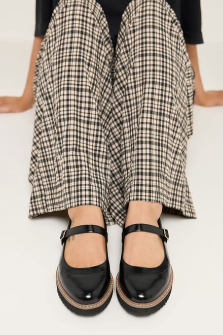 Yours Zwarte Mary Janes Van Imitatieleer In Brede Epasvormsize 42EEE