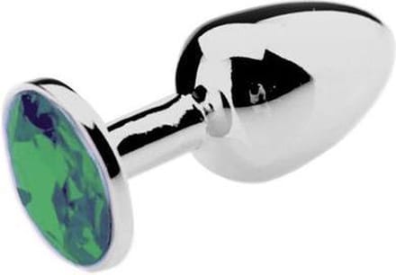 Buttplug Aluminium Met Groen Sierkristal