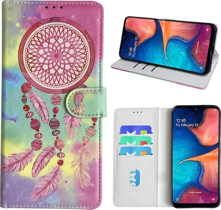 Hoesje geschikt voor Samsung Galaxy A20e Bookcase met dromenvanger print Roze
