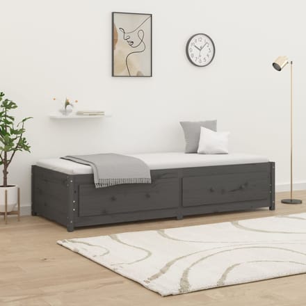 vidaXL - Slaapbank - 90x200 - cm - massief - grenenhout - grijs
