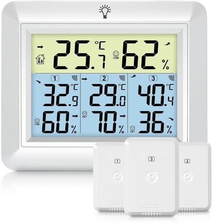 Met Buitensensor - Weerstation Binnen en Buiten - Weermeter Draadloos - Temperatuurdisplay