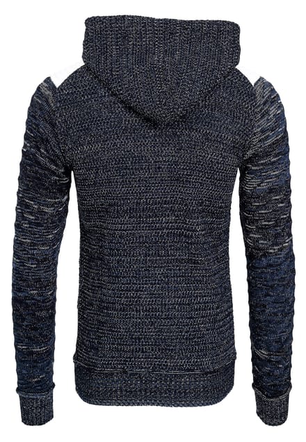 Chunky gebreide jas met capuchon met volledige rits