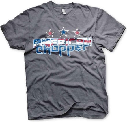 American Chopper Heren Tshirt -S- Flag Logo Grijs