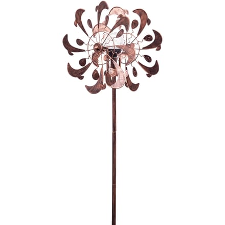 Windvanger HQ Metal Wind Spinner: Copper Dolphins Duett - Soloar LED 110224 Brons 36 x 159 cm