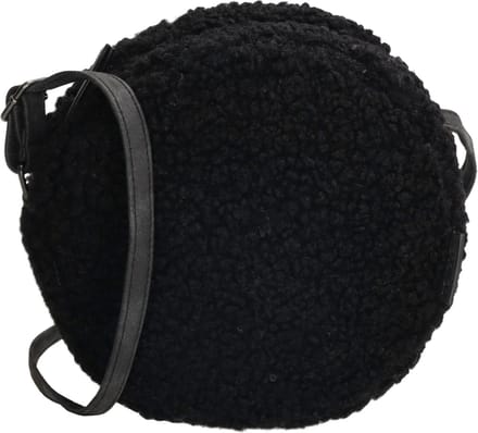 Beagles Navarra Crossbody Schoudertas Rond Soft Teddy - Zwart
