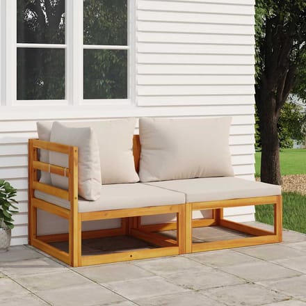 vidaXL - 2-delige - Loungeset - met - kussens - massief - acaciahout