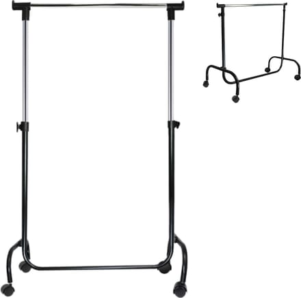 Kledingrek met wielen verstelbaar zwart 105/175 cm