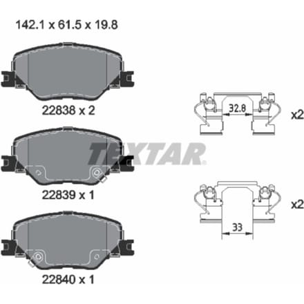 Remblokset TEXTAR 2283801, voor