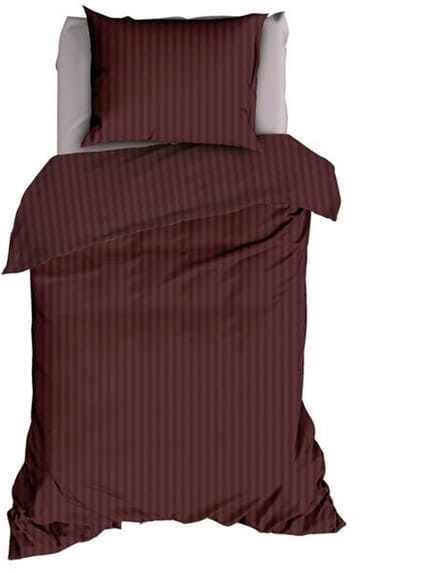 Satin d'Or Satijnstreep Dekbedovertrek - Eenpersoons - 140x200/220 cm - Mokka