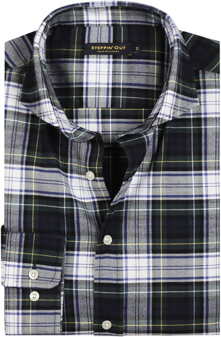 Steppin' Out Flanel Overhemd Ruit Blauw Groen - Maat XL - Heren