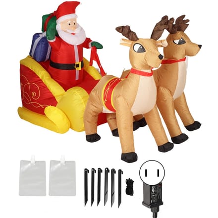 Opblaasbare Kerstmanslee Decoratie Polyester Lichtgevend met Krachtige Ventilator Kerstman en beige