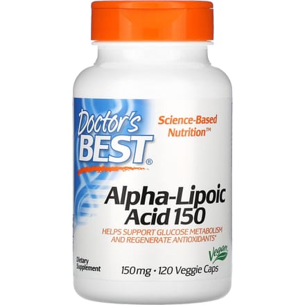 Doctor's Best, Acide Alpha-Lipoïque 150, 150mg, 120 Gélules Végétariennes
