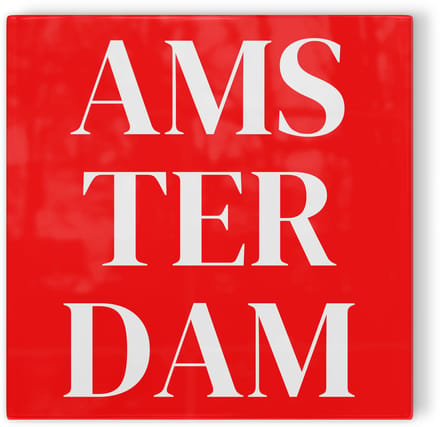 Tegeltje Amsterdam - rood wit - tegeltje stad - tegeltje met tekst