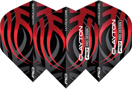 Red Dragon Jonny Clayton Hardcore Black & Red Tribal - Dart Flights