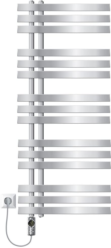 LuxeBath elektrische badkamer radiator Ijzer EN 500x1200 mm chroom met verwarmingselement 900W thermostaat digitaal display handdoekradiator elektrische handdoekwarmer paneelradiator design radiator