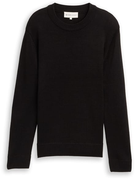 Tom Tailor Denim - Gebreide trui met ronde hals - Maat M - Black