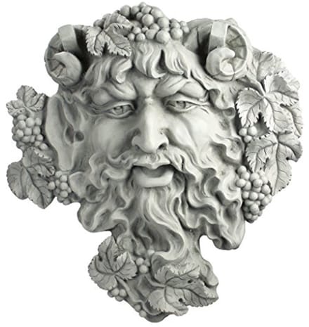 Grote Bacchus Wandsculptuur - God van Wijn - Polyresin - Antieke Steen Afwerking