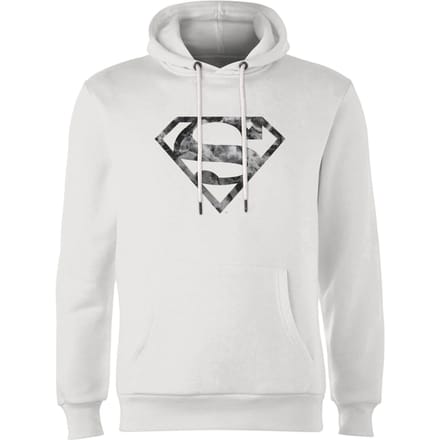 Marble Superman Logo Hoodie - White - S
