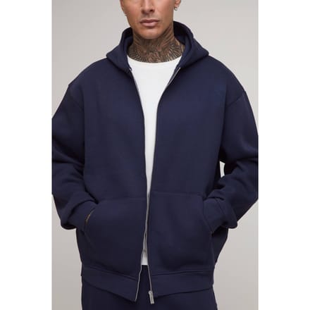 Lange Basic Oversized Hoodie met ritssluiting | Navy | Size XL