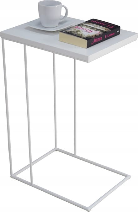 FutuStal Serie - Stalen Bijzettafel - Biały Mat Blad - Rechthoekig - 62 cm