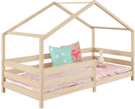 Huisbed RENA 90 x 200 cm met valbeveiliging - naturel