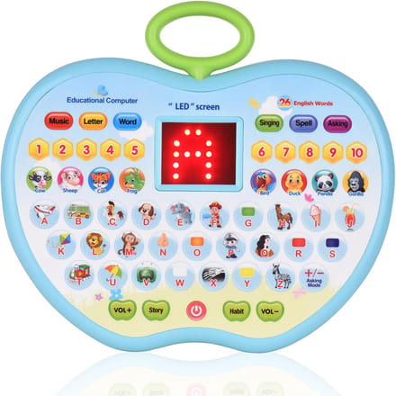 Vroeg Educatief Speelgoed Leer Tablet Peuter Computer Speelgoed met LED Scherm 8 Leermodi blauw