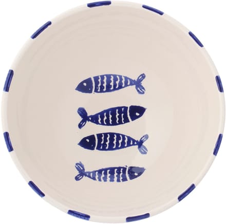 J-Line kom Vis Gestreept - keramiek - donkerblauw - large