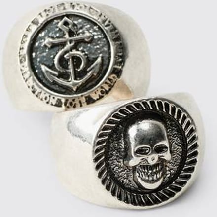 2 Pack Chunky Signet Rings | Silver | Size Small/Medium