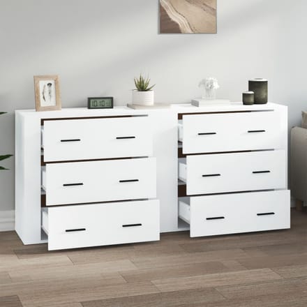 vidaXL - Dressoirs - 2 - st - bewerkt - hout - wit
