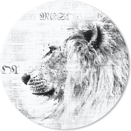 Muismat rond 20x20 cm - Mousepad Leeuw - Krant - Zwart - Wit - Ronde muismatten