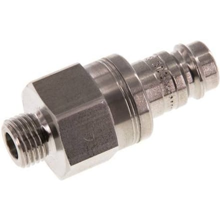 RVS DN 10 Luchtkoppeling Insteeknippel G 1/4 inch Buitendraad Double Shut-Off - CLP10-M-S-SV-P-014
