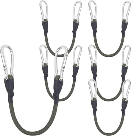 Spanrubber met haak - Expander touw - Bagage vastzetten - 6 stuks set - 8 mm dik - Legergroen