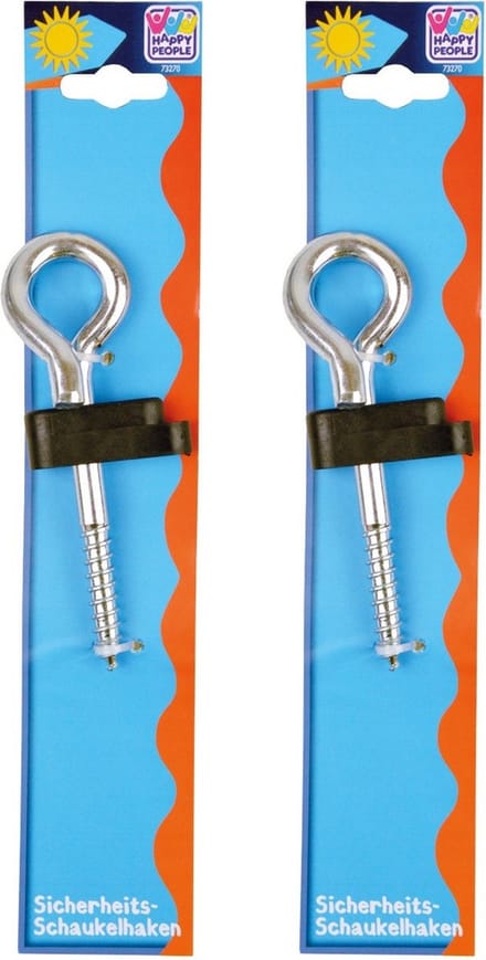 Happy People schommelhaak - 2x - zilver - staal - 16 cm - met karabijnhaak