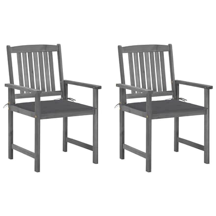 vidaXL - Tuinstoelen - 2 - st - met - kussens - massief - acaciahout - grijs