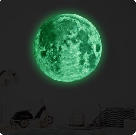 Scoby - Glow In The Dark Sticker - Maan - Lichtgevend - Kinderkamer - Maat 5 cm Diameter