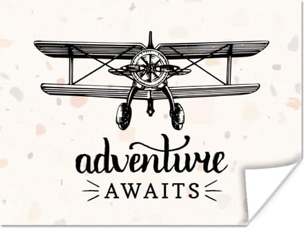 Poster Spreuken - Quotes - Adventure awaits - Reizen - 80x60 cm