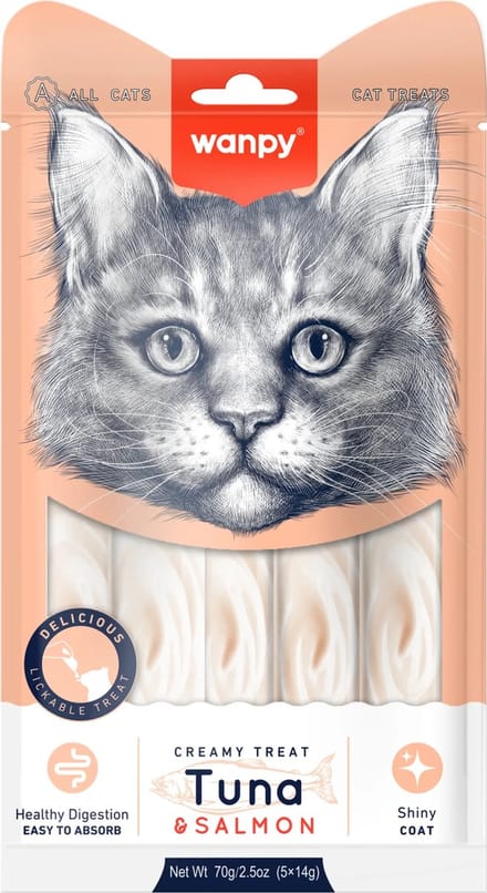 Wanpy likbare snack tonijn & zalm 5 sticks van 14g