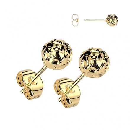 Oorbellen PVD Hammered 0.8x6x5 - goud - LMPiercings