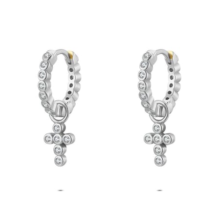 Twice As Nice Oorbellen in zilver, hangend kruis Zilverkleurig