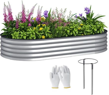 Outsunny tuinbed - Gegalvaniseerd staal - 181x93x30cm - Zilver