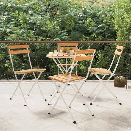 vidaXL - Opklapbare - stoelen, - 4 - stuks, - van - massief - acaciahout - en - staal.