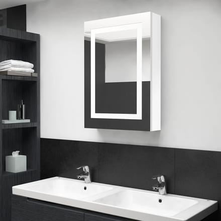 vidaXL - Badkamerkast - met - spiegel - en - LED - 50x13x70 - cm - glanzend - wit