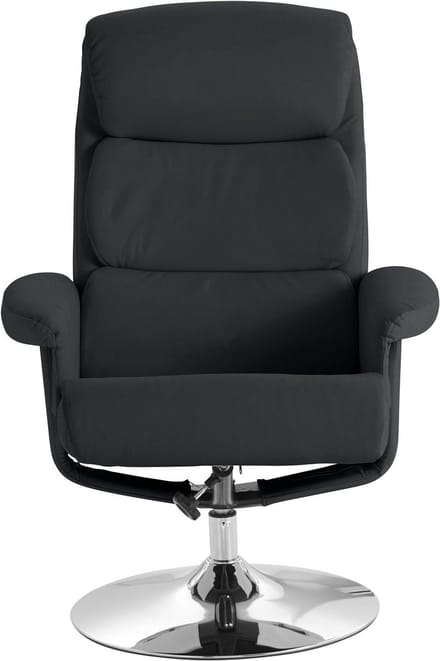 Fauteuil-Met-Voetenbank - Zwart PU