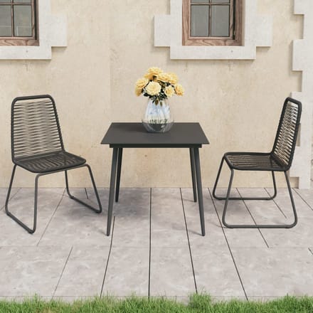vidaXL - 3-delige - Tuinset - PVC-rattan - zwart